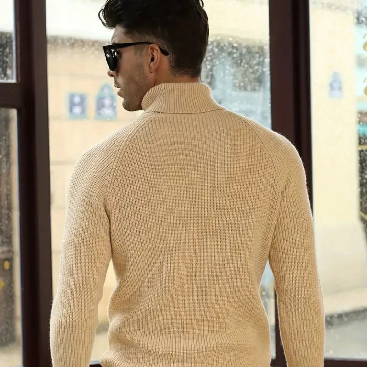 Pull Original Classic Richemont för män med rundkrage i åttastrickad stickad tröja - Beige