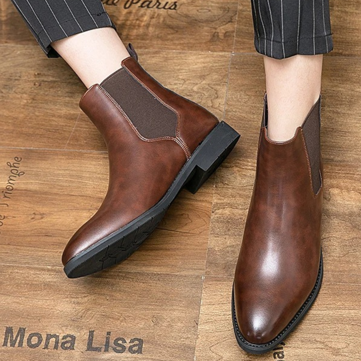 The Cobblestone - Herr Klassiska Ankel Slip On Läderstövlar