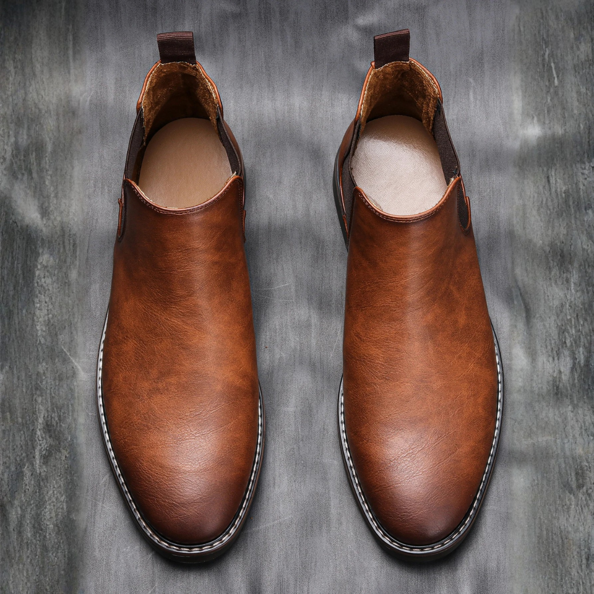 The Montalcino - Herrarnas Bruna Klassiska Läder Slip-On Chelsea Stövlar