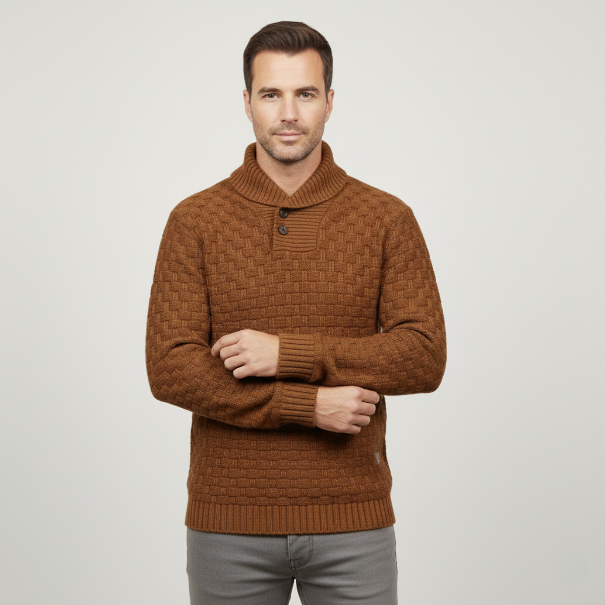 Herrer Brighton chunky knit pullover med knappar
