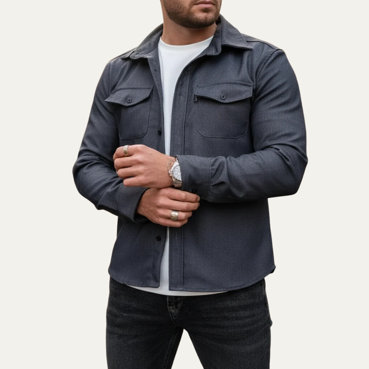 The Crossfield - Herrmodern Knapp-up Bomullsblandning Skjorta