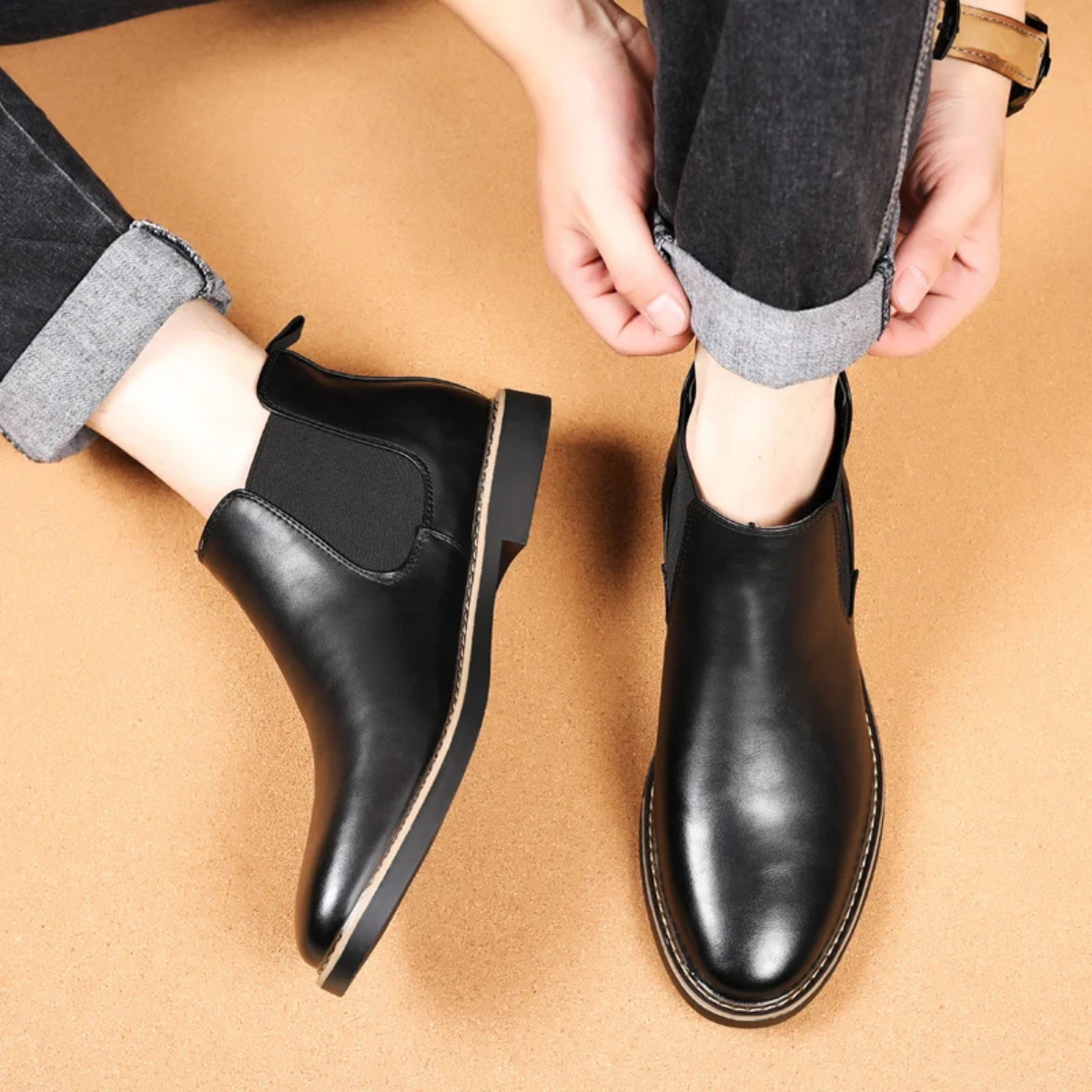 The Bradford - Herr Casual Slip On Ankel Läder Chelsea Stövlar