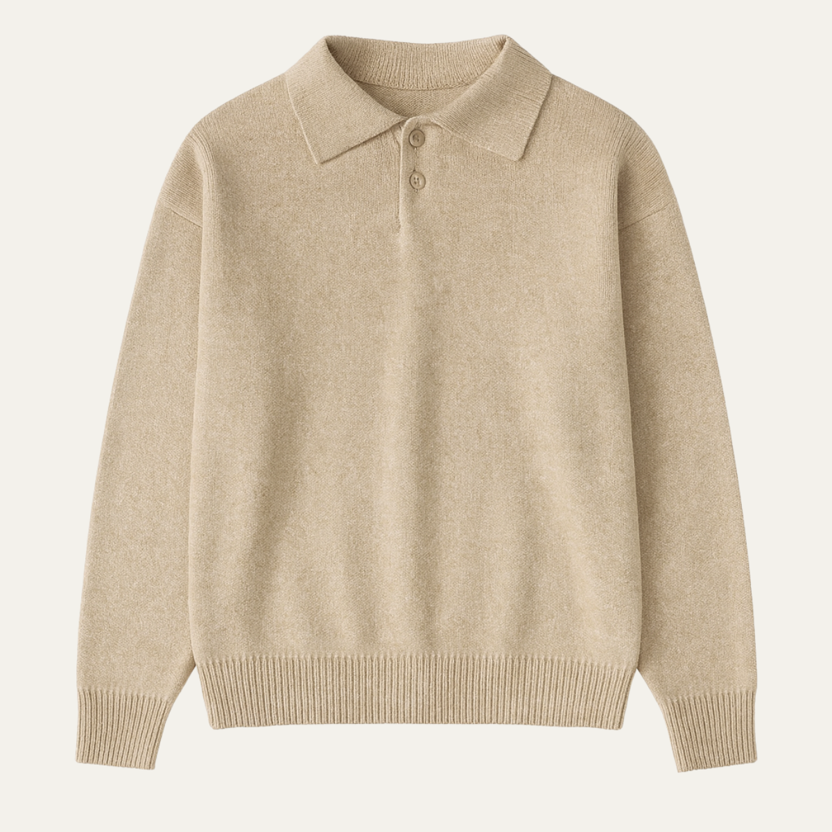 Elegant ullpolo för herrar för alla årstider med knappar