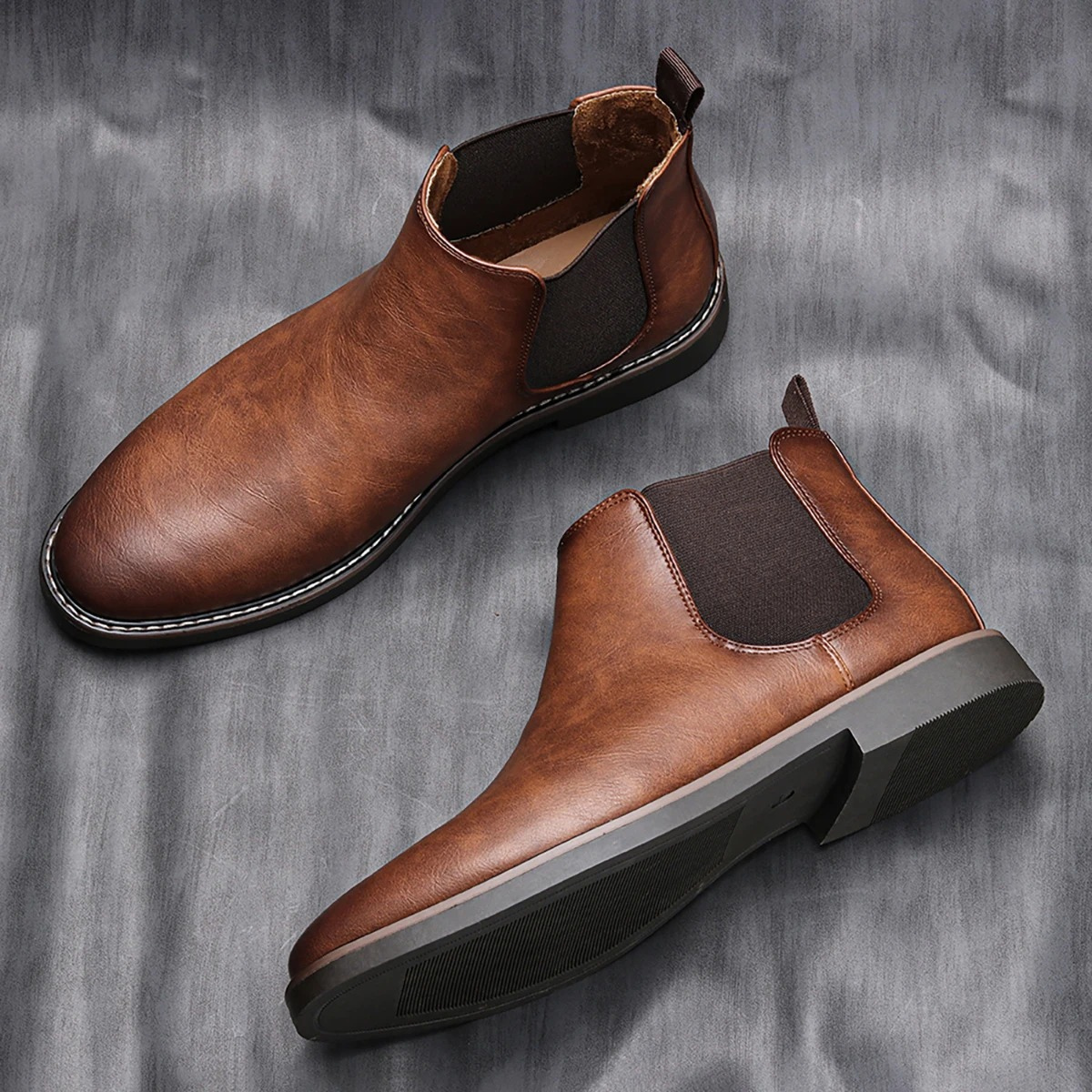 The Montalcino - Herrarnas Bruna Klassiska Läder Slip-On Chelsea Stövlar