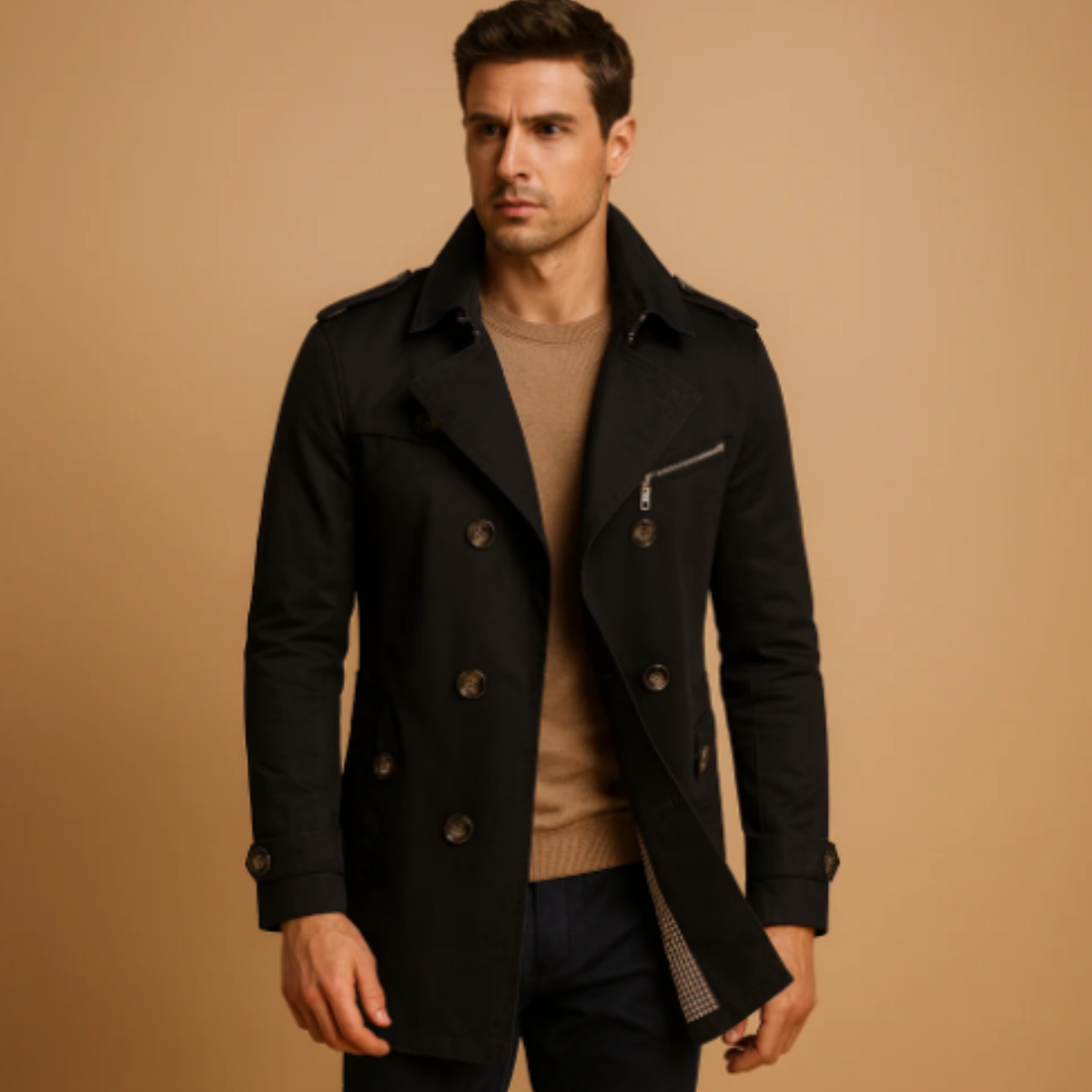The Merrick - Herr Dubbelknäppt Smart Casual Trench Coat