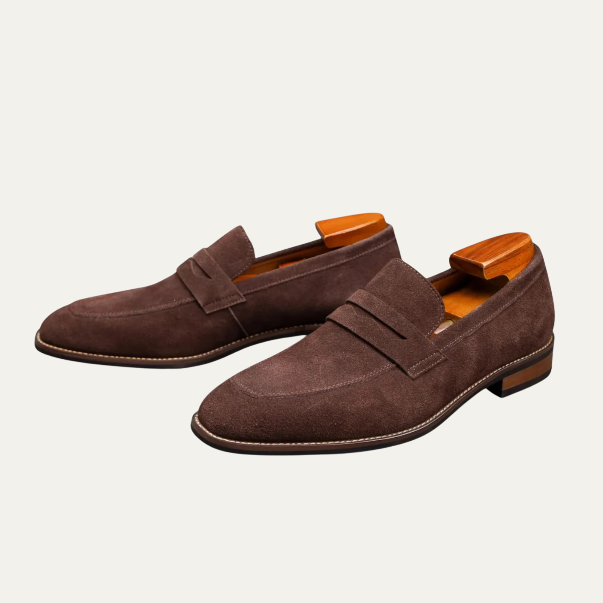 The Limone - Klassiska penny loafers i mocka för herr
