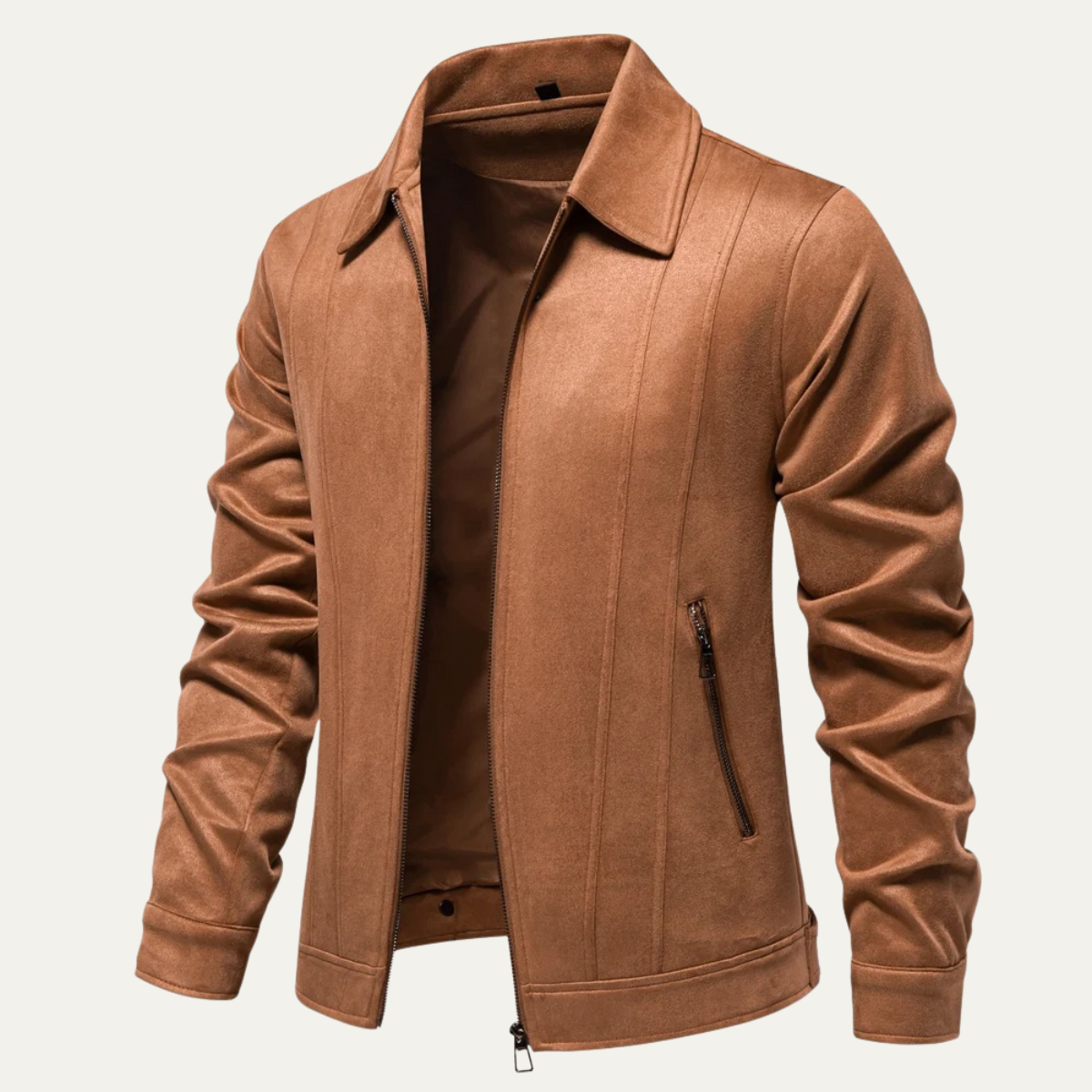 The Varese - Herr Trucker Suede Läder Zip-Up Jacka