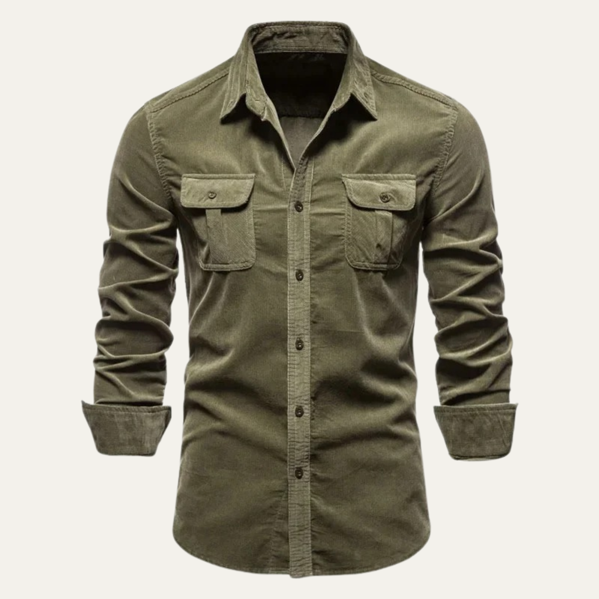 The Cascia - Herr Avslappnade Knapp-up Corduroy Skjorta