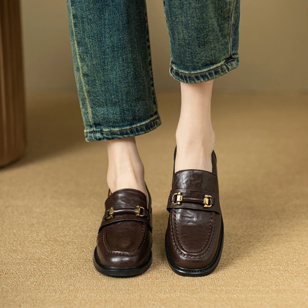 The Montepulciano - Herrklassiska Slip On Läder Loafers med Metallspänne
