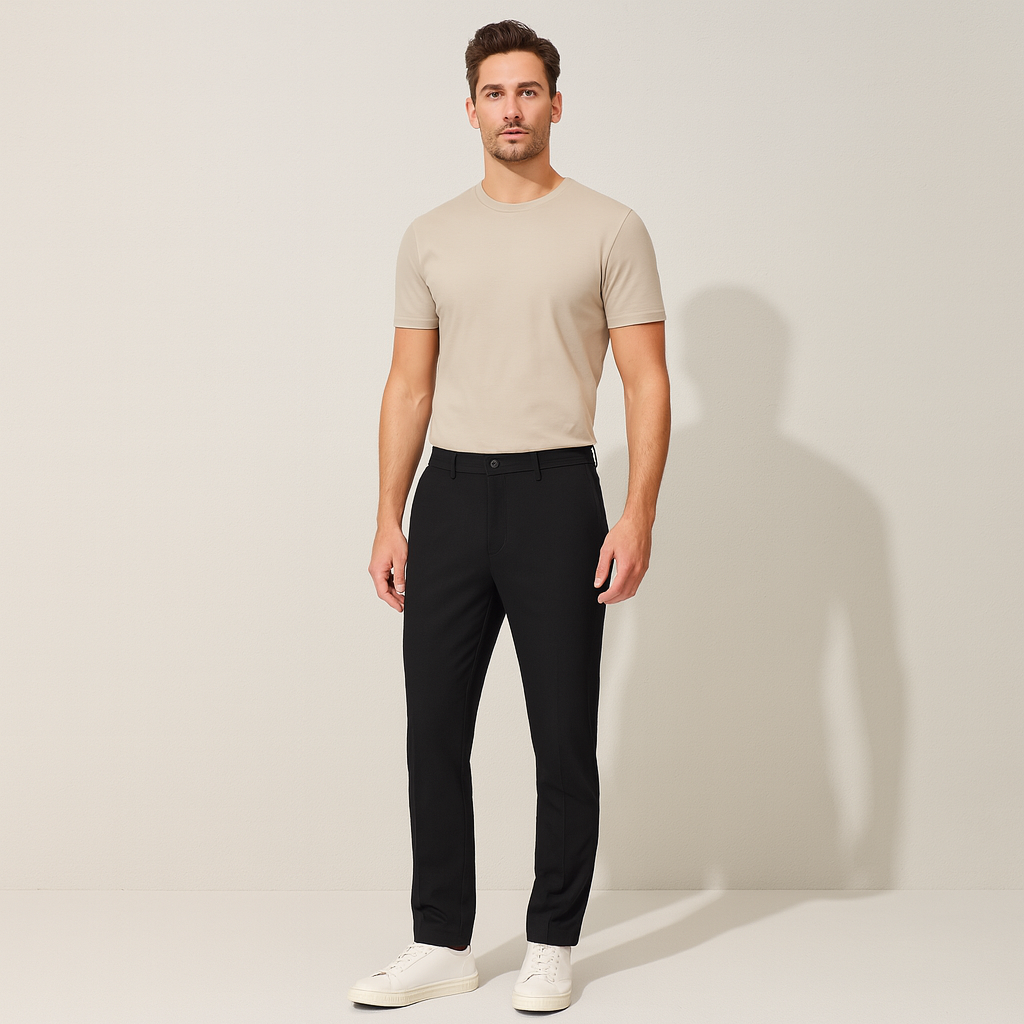 Elegant Santorini Klassiska Chino Byxor för Herrar - Tidlös Svart Stil