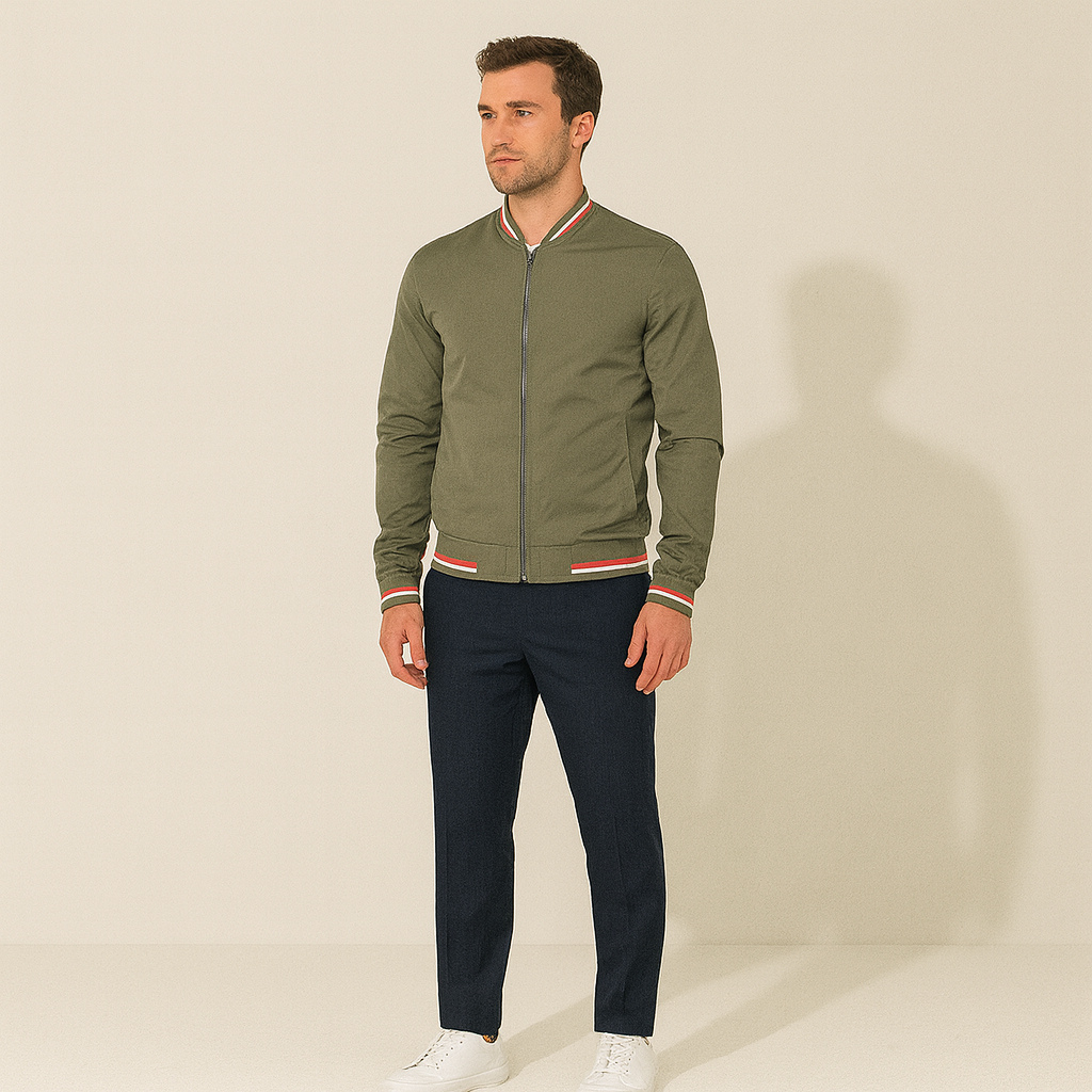 The Balmoral Bomber: Slim Fit Casual Huvtröja med dragkedja för en stilfull och bekväm look