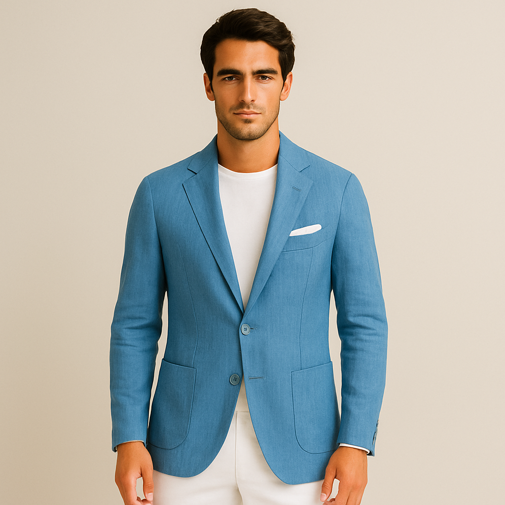 Elegant Miami Linne sommarblazer för män – Perfekt för bröllop och formella tillställningar