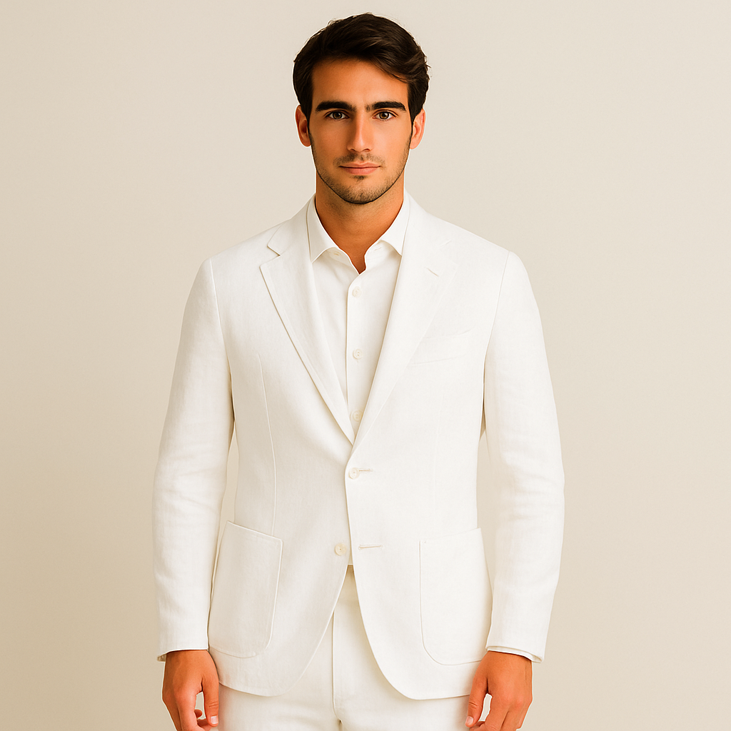 Elegant Miami Linne sommarblazer för män – Perfekt för bröllop och formella tillställningar