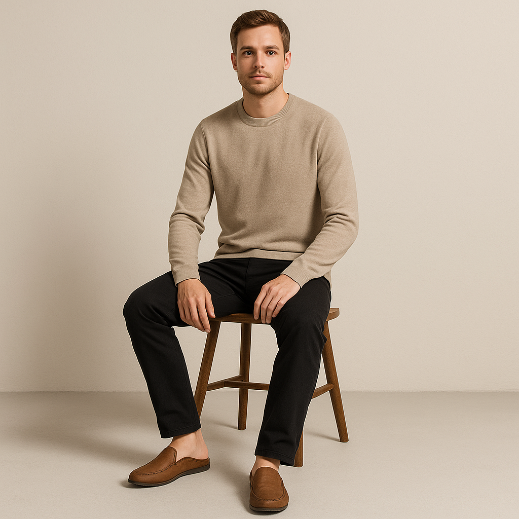 The Ashcroft - Bekväma lediga läderskor för män mjuka loafers utan snörning