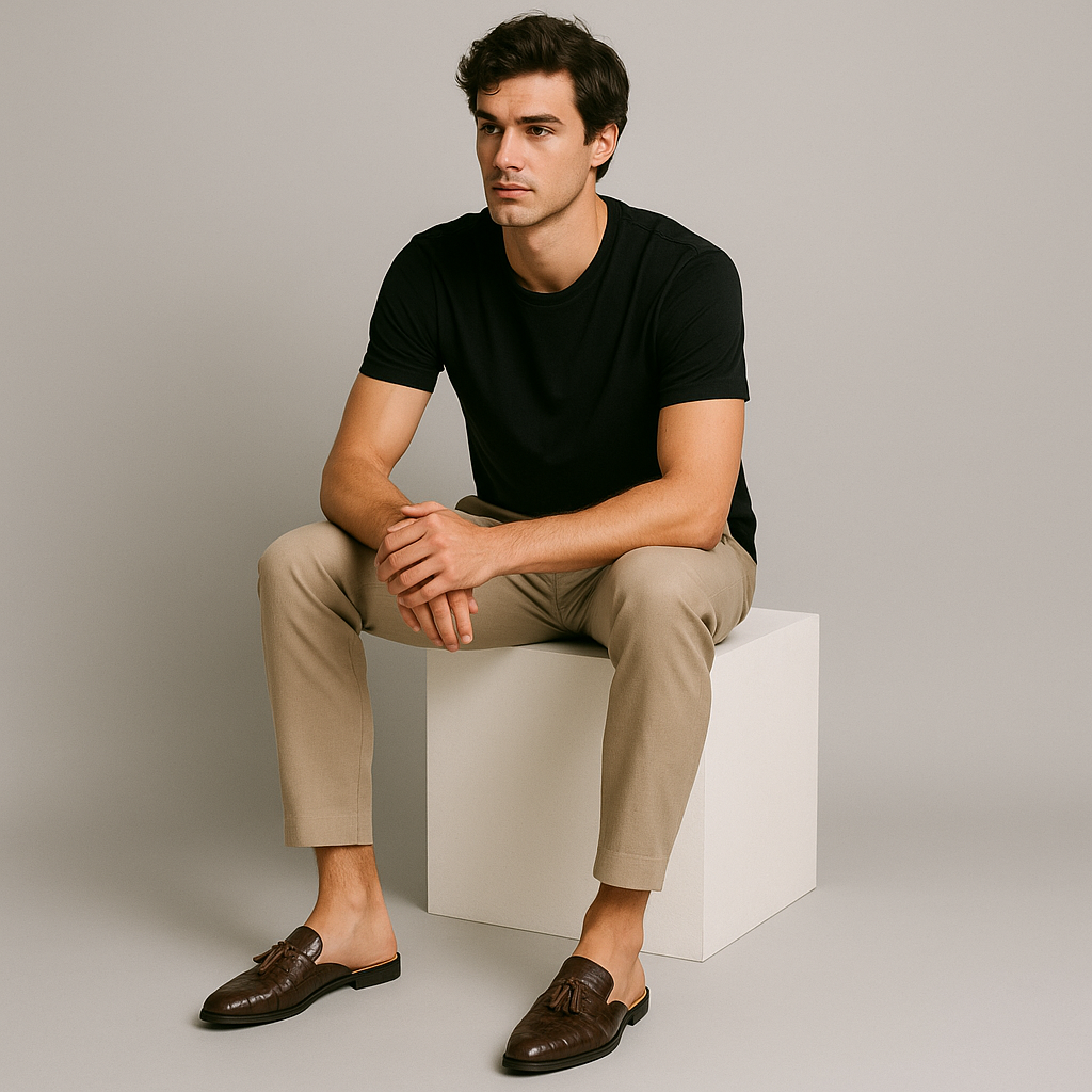 The Blackwell - Läderloafers med tofsar för herr Loafers med krokodilmönster