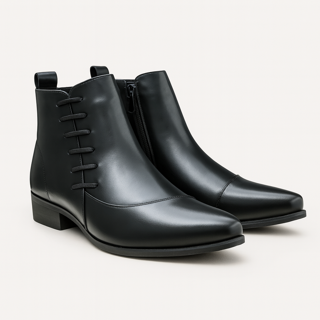 The Paisley - Klassiska läderkängor med dragkedja på sidan för herr