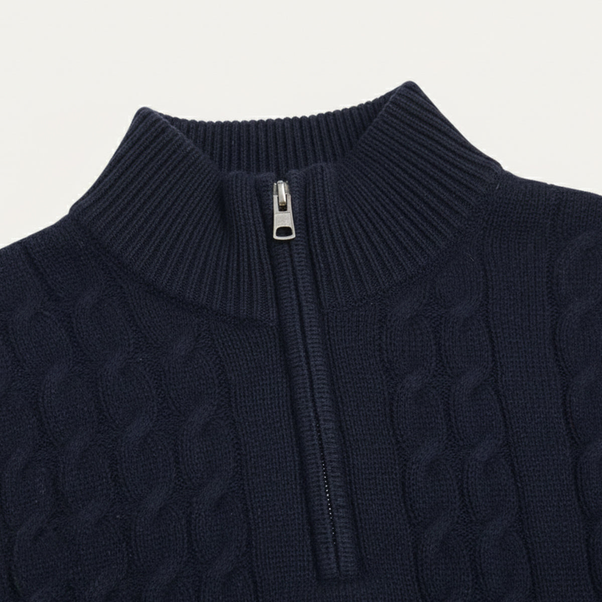 Pull-over i ribbstickad kvalitet med blixtlås St. Moritz för herrar - Elegant klassisk stil