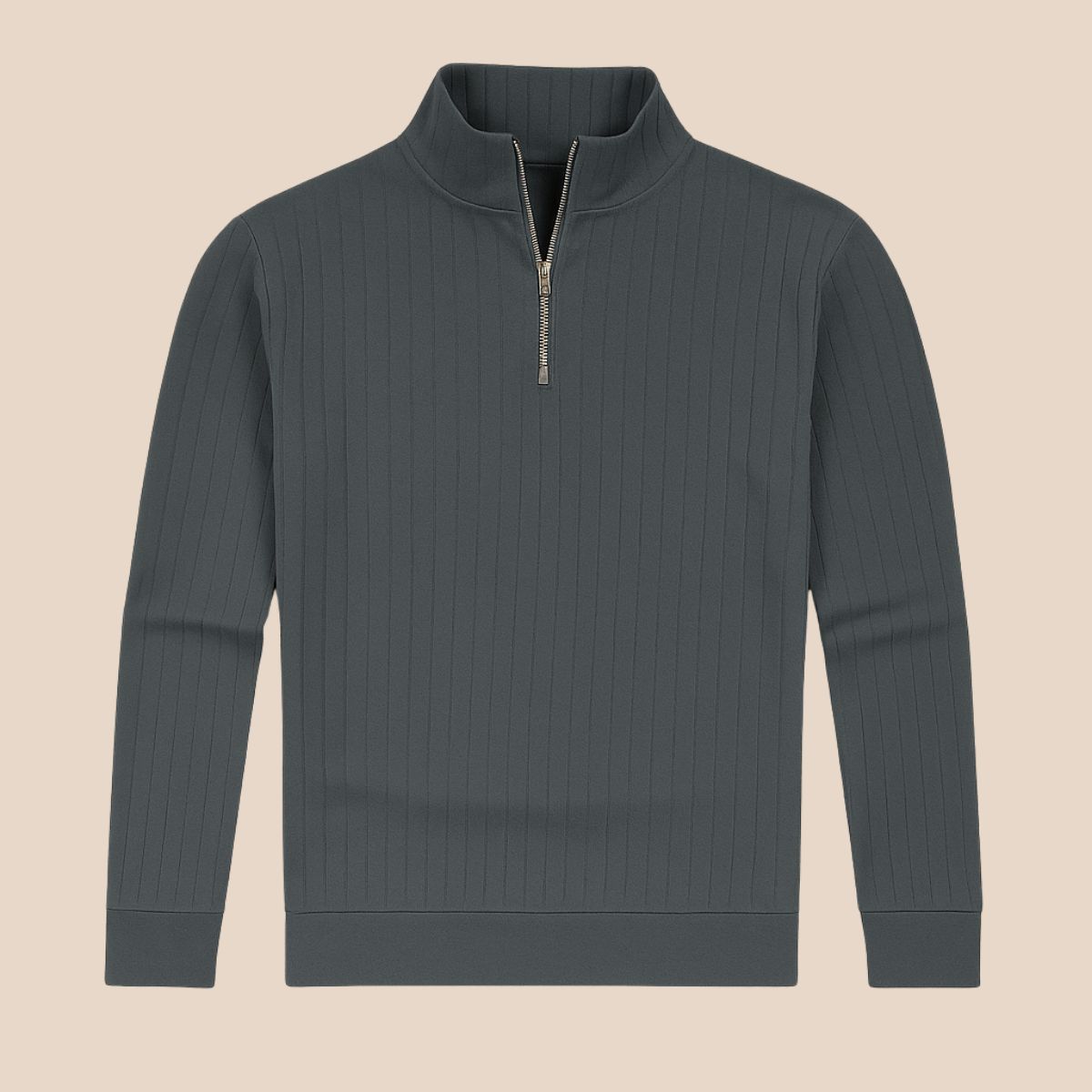 Herrens Ashford ribbad halvzip-pullover för stilren komfort