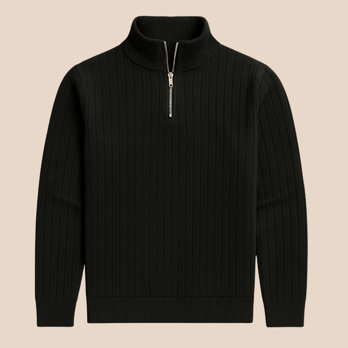 Herrens Ashford ribbad halvzip-pullover för stilren komfort