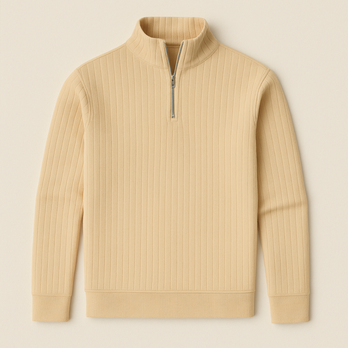 Herrens Ashford ribbad halvzip-pullover för stilren komfort