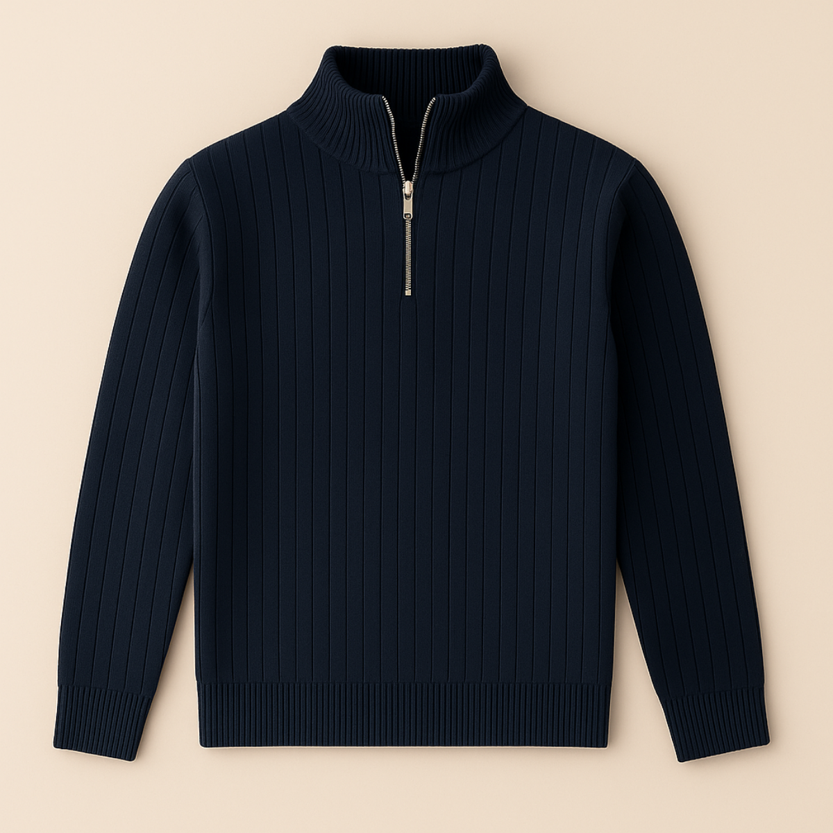 Herrens Ashford ribbad halvzip-pullover för stilren komfort