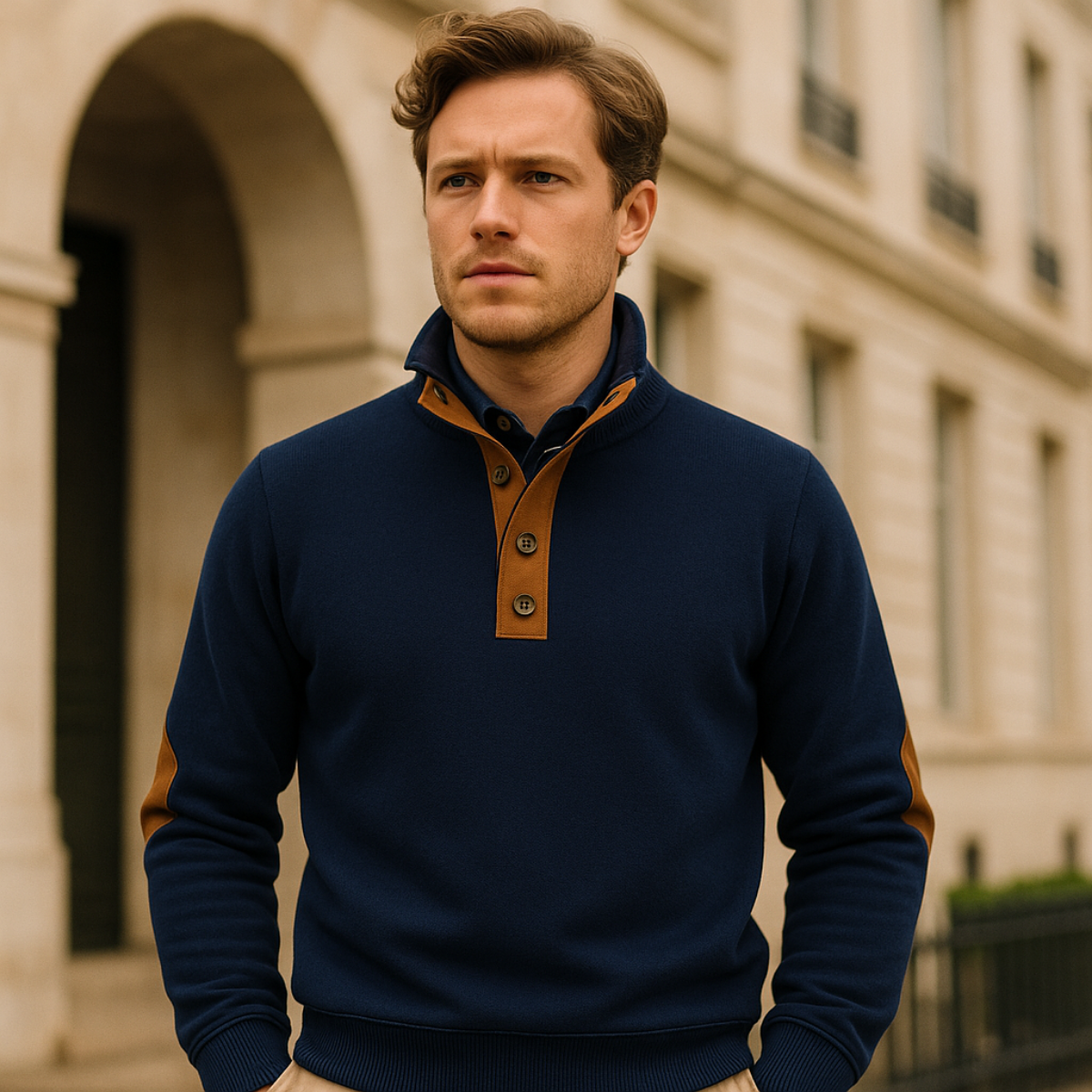 Pull-over Oxford Åttaknappig sweatshirt för stilfull komfort
