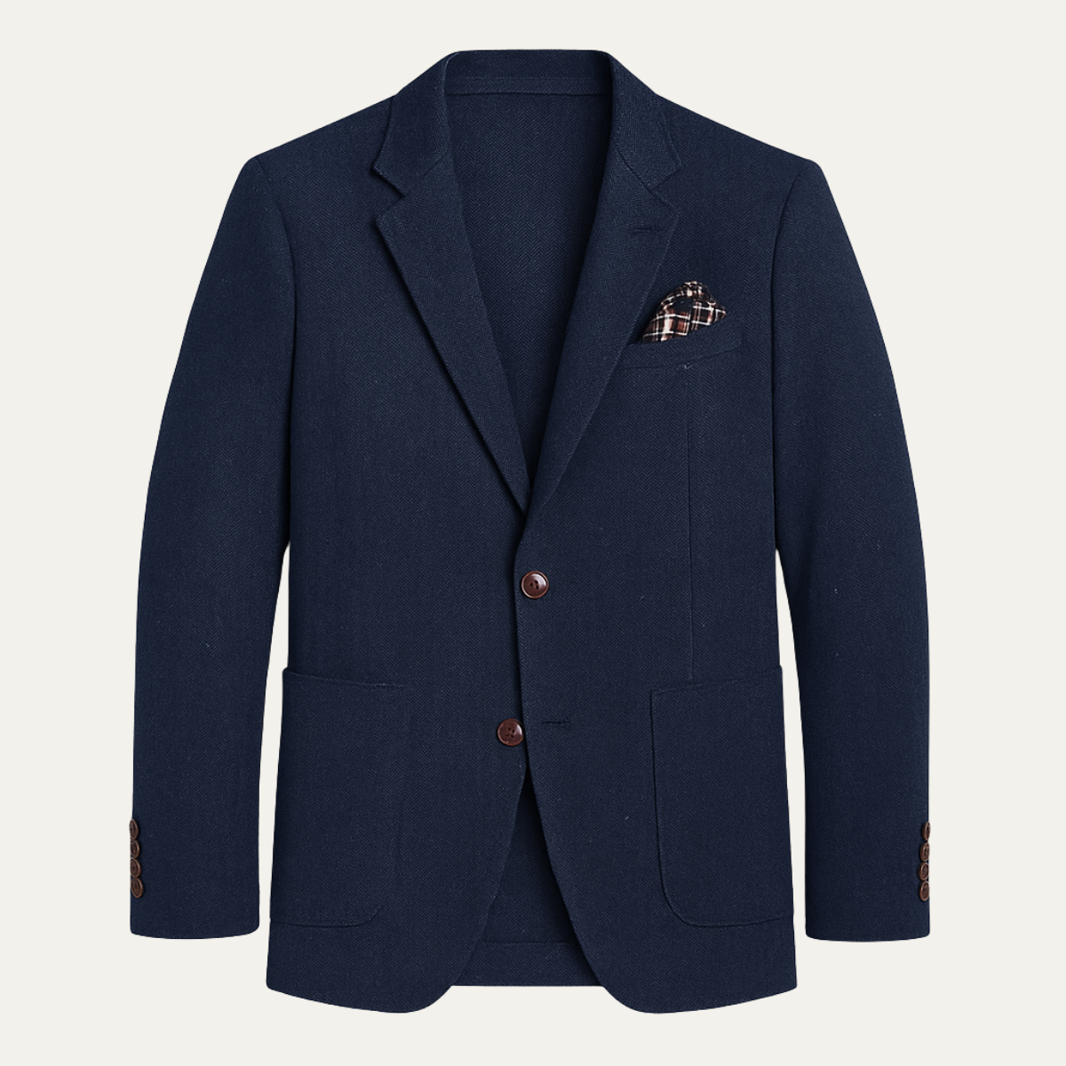 The Gravedona - Herrkontor Herringbone Enkelknäppt Ull Tweed Blazer Jacka