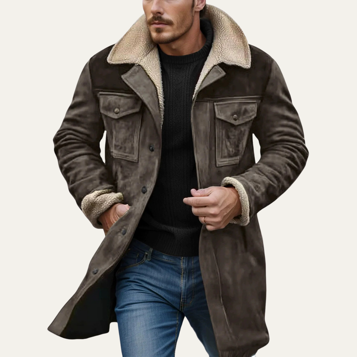 The Crestview - Herr Vintage Shearling Fodrad Varm Vinterjacka