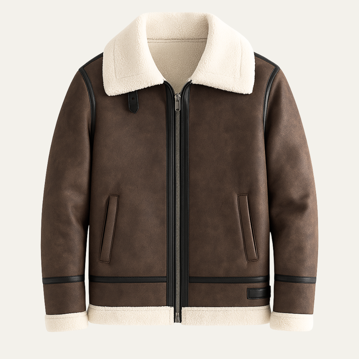 The Fairview - Herr Retro Läderjacka med Shearling Foder