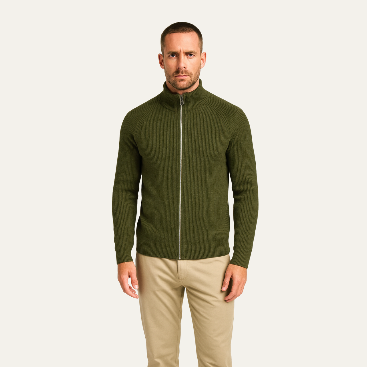 Richmond Herr elegant Merinoull-Cardigan med dragkedja