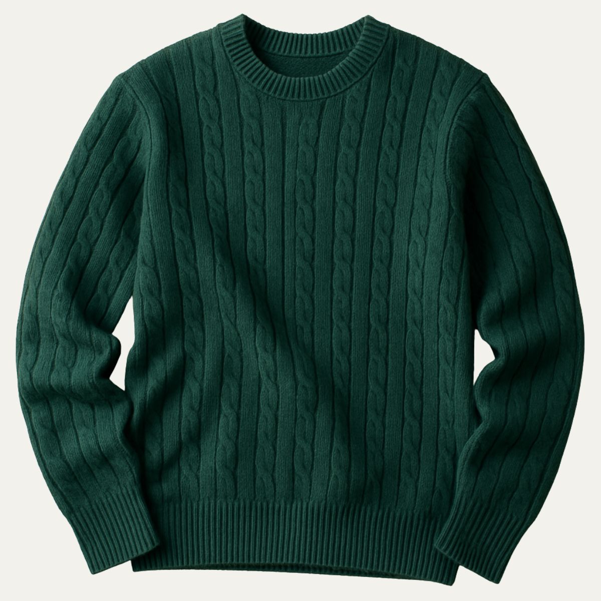 Herrpullover med rund hals i kaschmir och merino - Elegant grönt