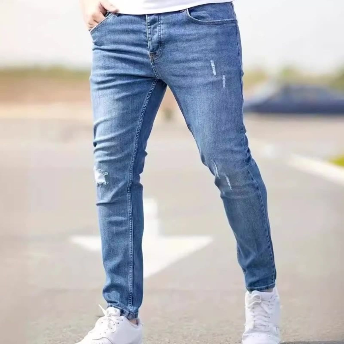Slim-fit jeans med slitage och stretch Bologna - Ridetstil och ultimat komfort
