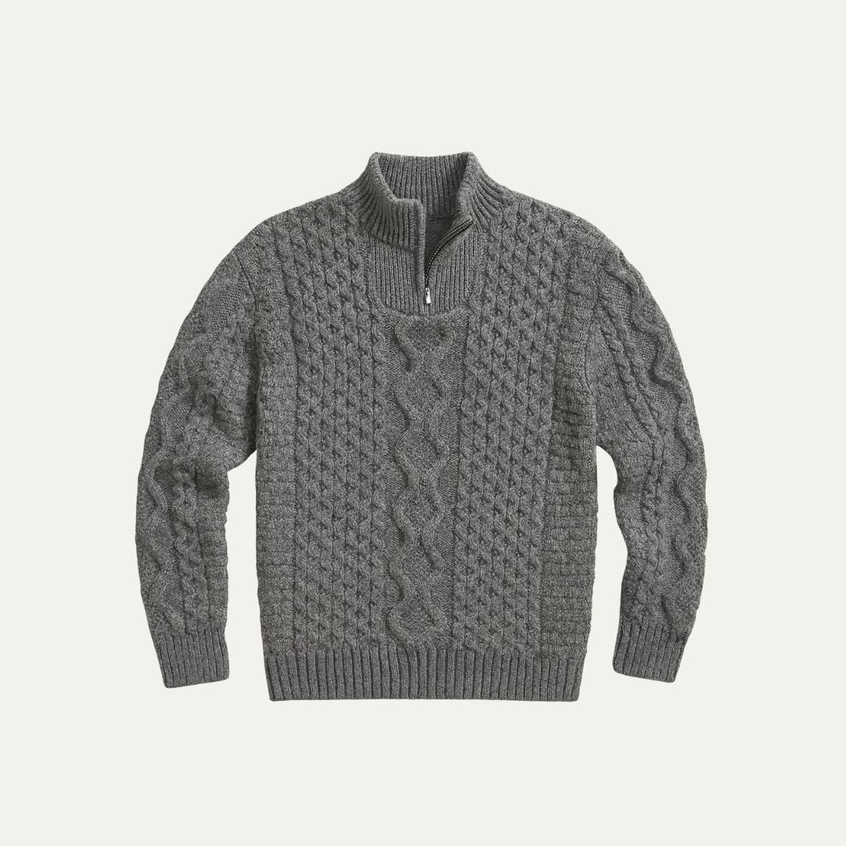 Dublin Herrens Mysiga Ull Kabelstickad Quarter Zip Tröja