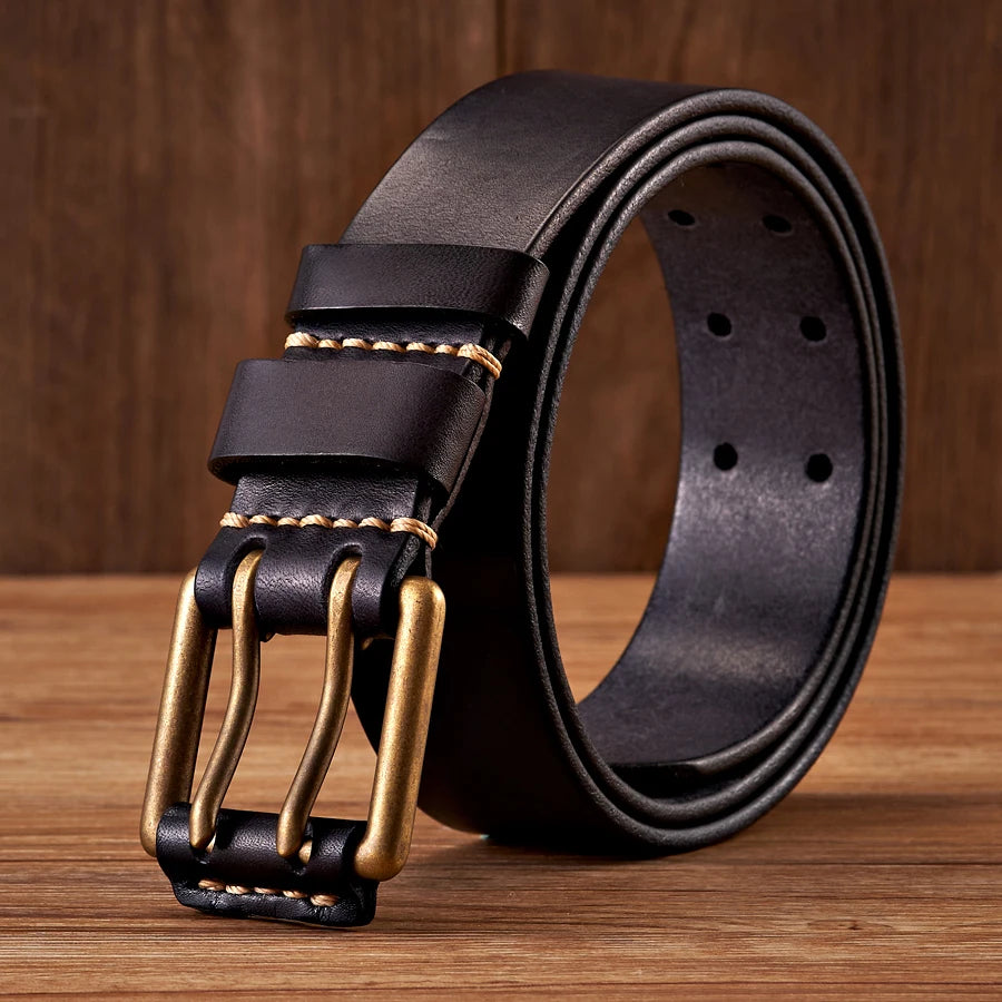 Lancaster Belt – Vintage Leather Design with Double Ring