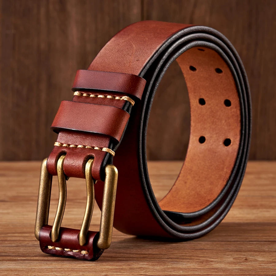 Lancaster Belt – Vintage Leather Design with Double Ring