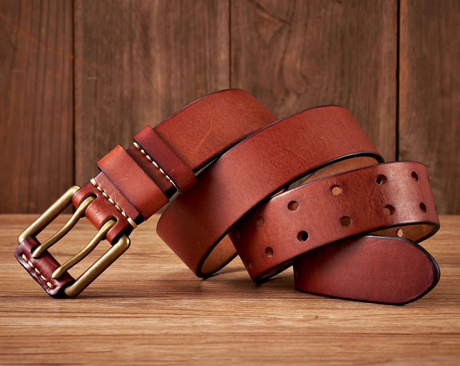 Lancaster Belt – Vintage Leather Design with Double Ring