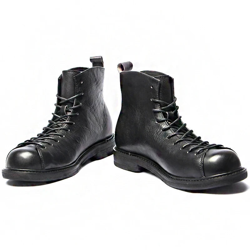 The Cranleigh - Vintage läderkängor med snörning för män