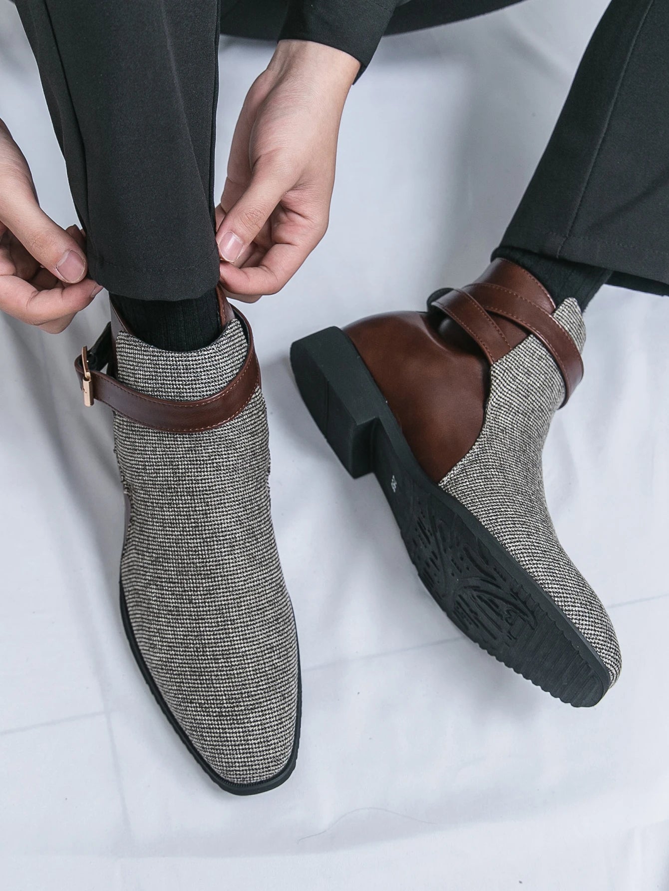 The Shetland - Herrarnas Eleganta Moderna Spänne Chelsea Stövlar