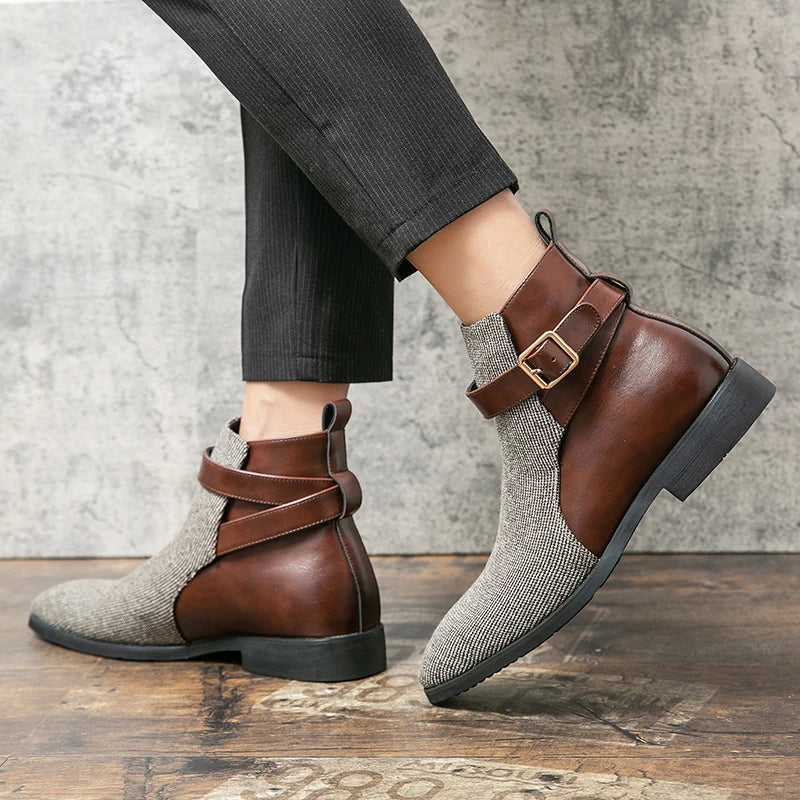 The Shetland - Herrarnas Eleganta Moderna Spänne Chelsea Stövlar