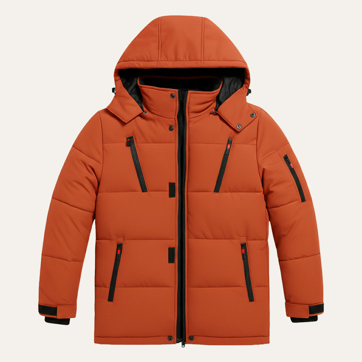 The Brookhaven - Herr Varm Hooded Vinter Pufferjacka med Dragkedjefickor