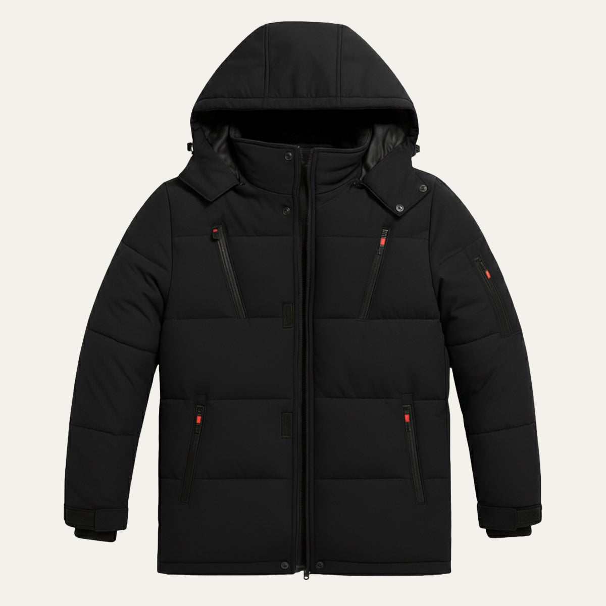 The Brookhaven - Herr Varm Hooded Vinter Pufferjacka med Dragkedjefickor