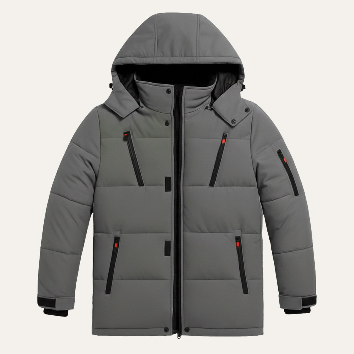 The Brookhaven - Herr Varm Hooded Vinter Pufferjacka med Dragkedjefickor