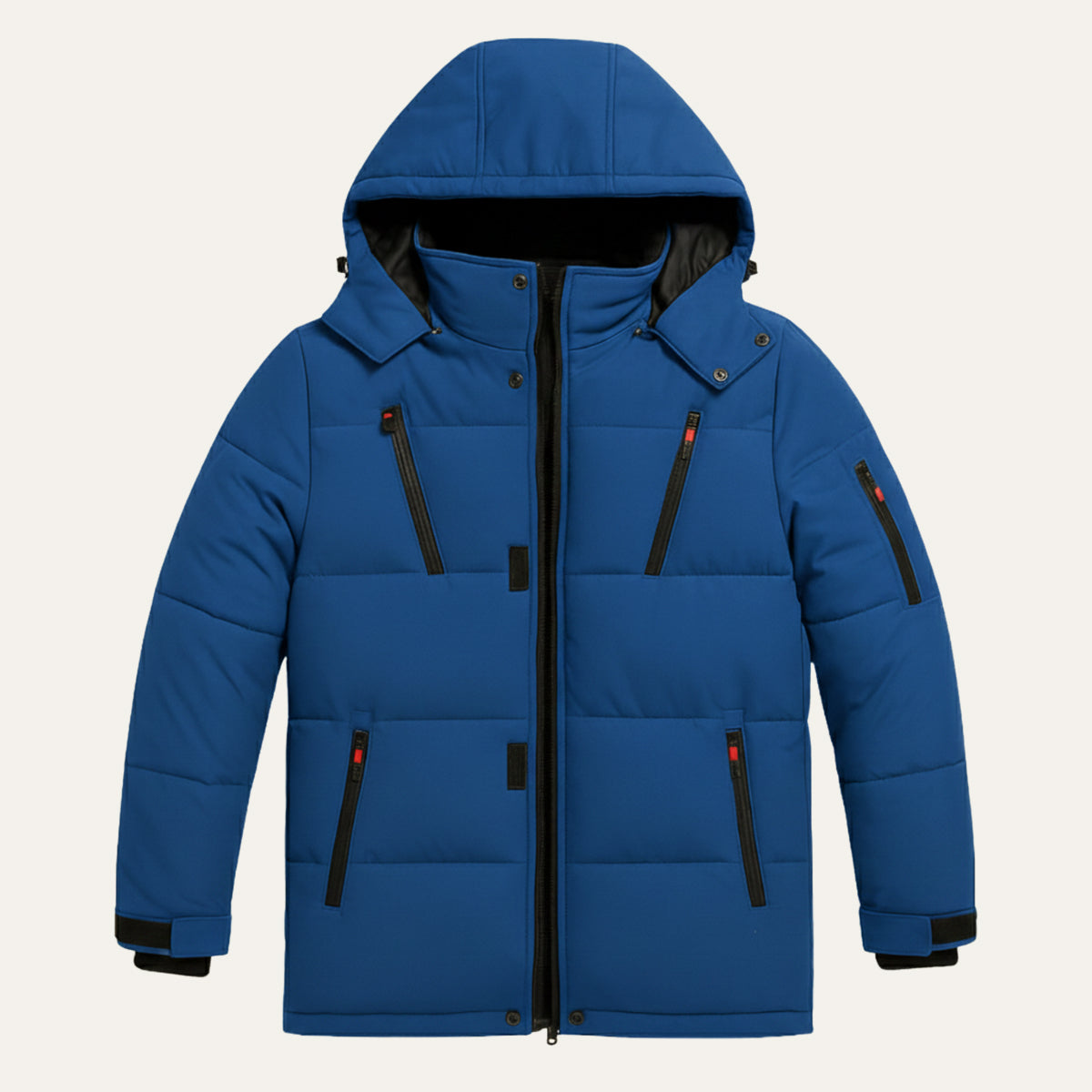 The Brookhaven - Herr Varm Hooded Vinter Pufferjacka med Dragkedjefickor
