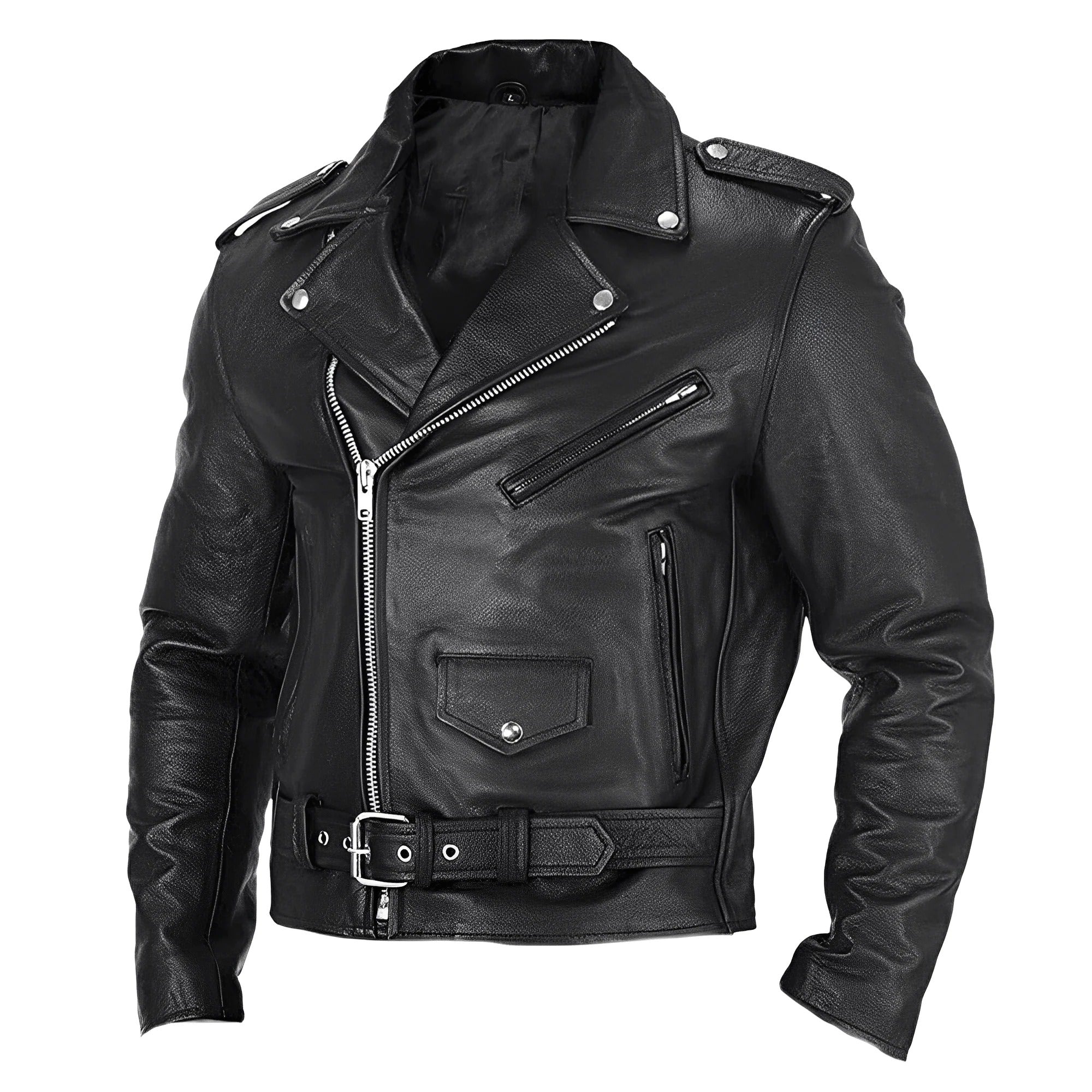 Modern läderjacka – bikerstil med flera fickor