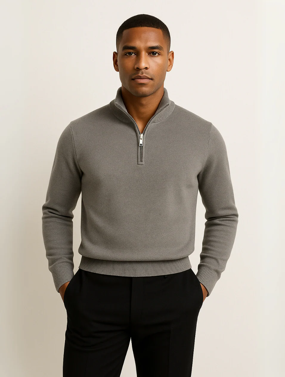Halv-zip sweatshirt för män – Marinblå elegant