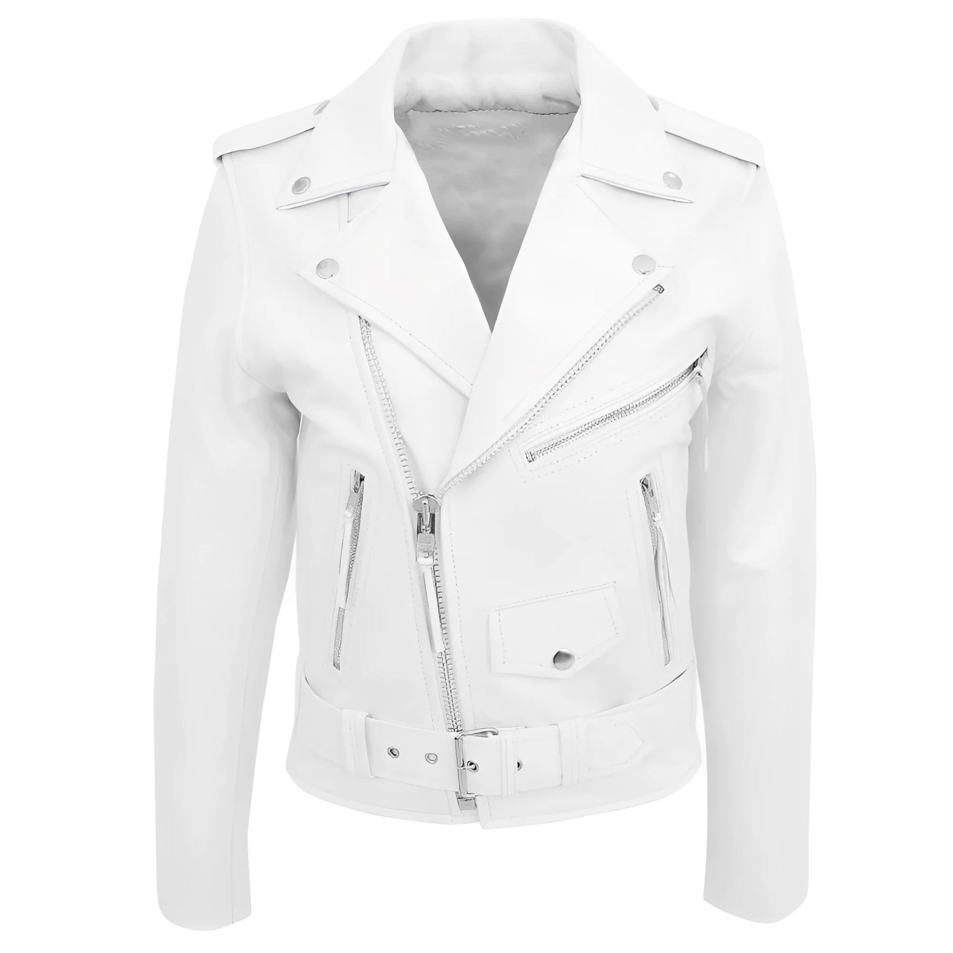 Modern läderjacka – bikerstil med flera fickor