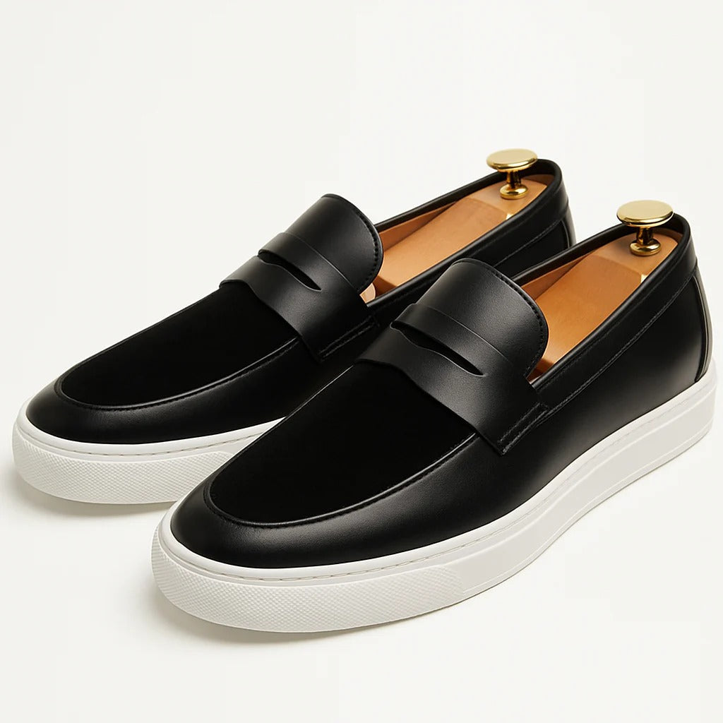 The Wallingford - Herrens Casual Loafers Mokasiner med Vit Sula
