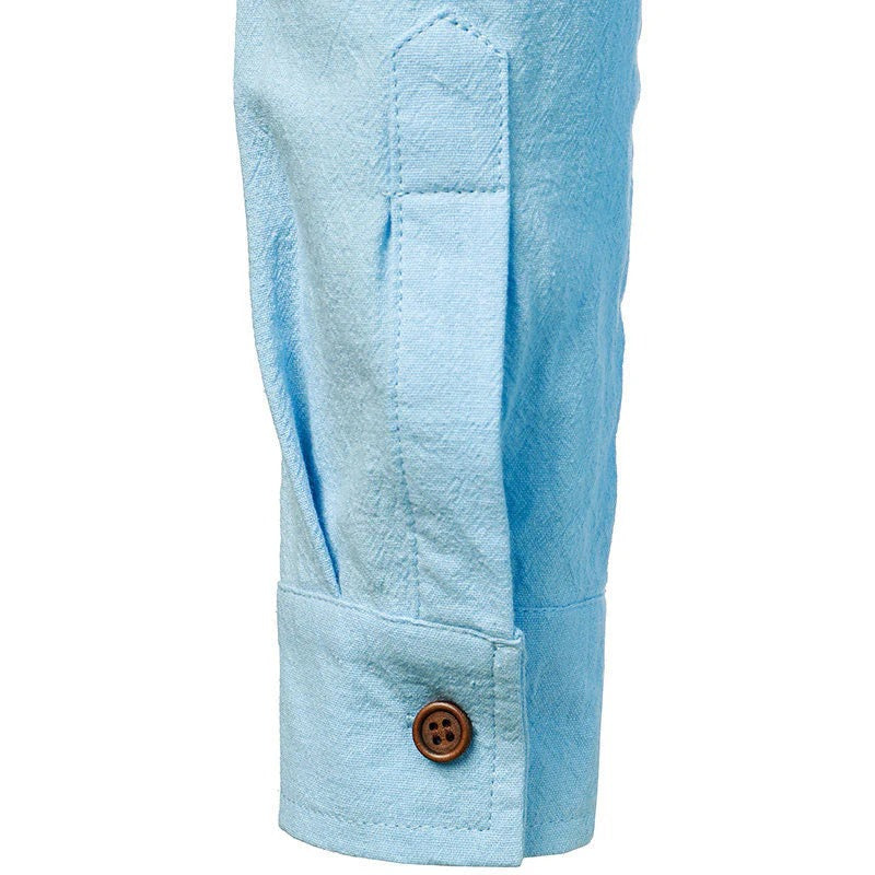 Zurich Vintage Långärmad Linne Skjorta för Herr