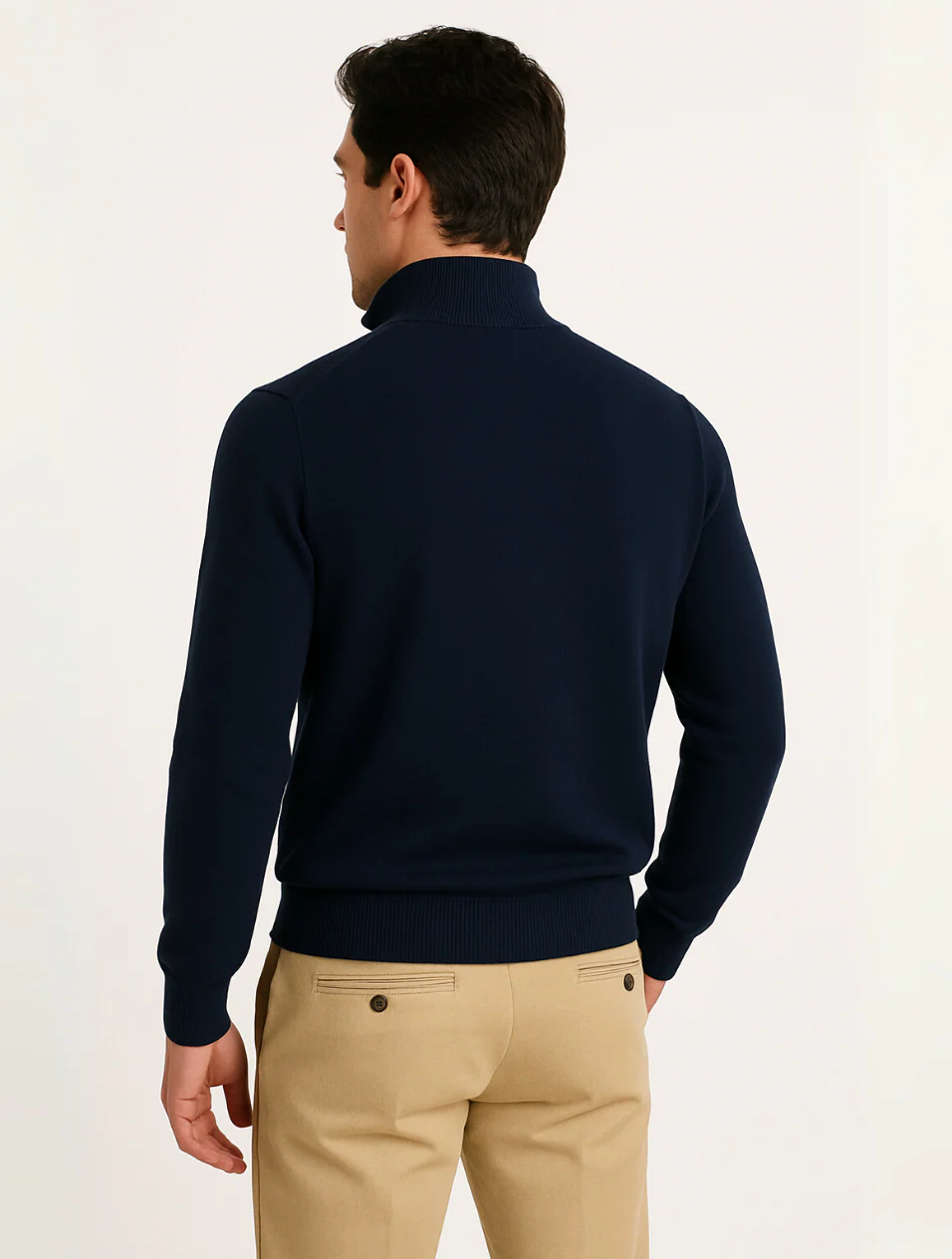 Halv-zip sweatshirt för män – Marinblå elegant