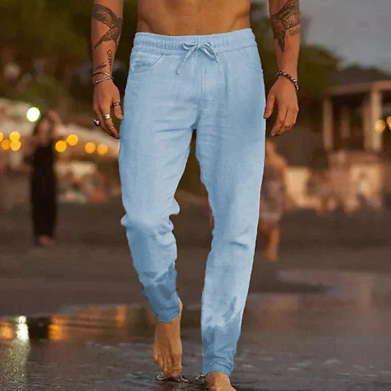 Palermo Linne-Joggers – Sommarlätta Byxor för Män